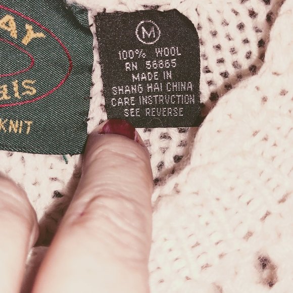 Maine Bay 100% wool sweater Fisherman Cable stitch sweater EUC - Picture 4 of 5